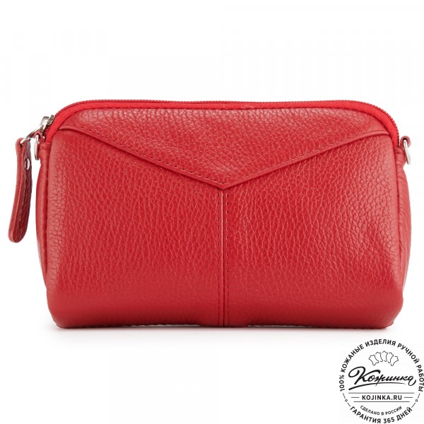 Кожаный клатч "Марта" (красный). фото 1